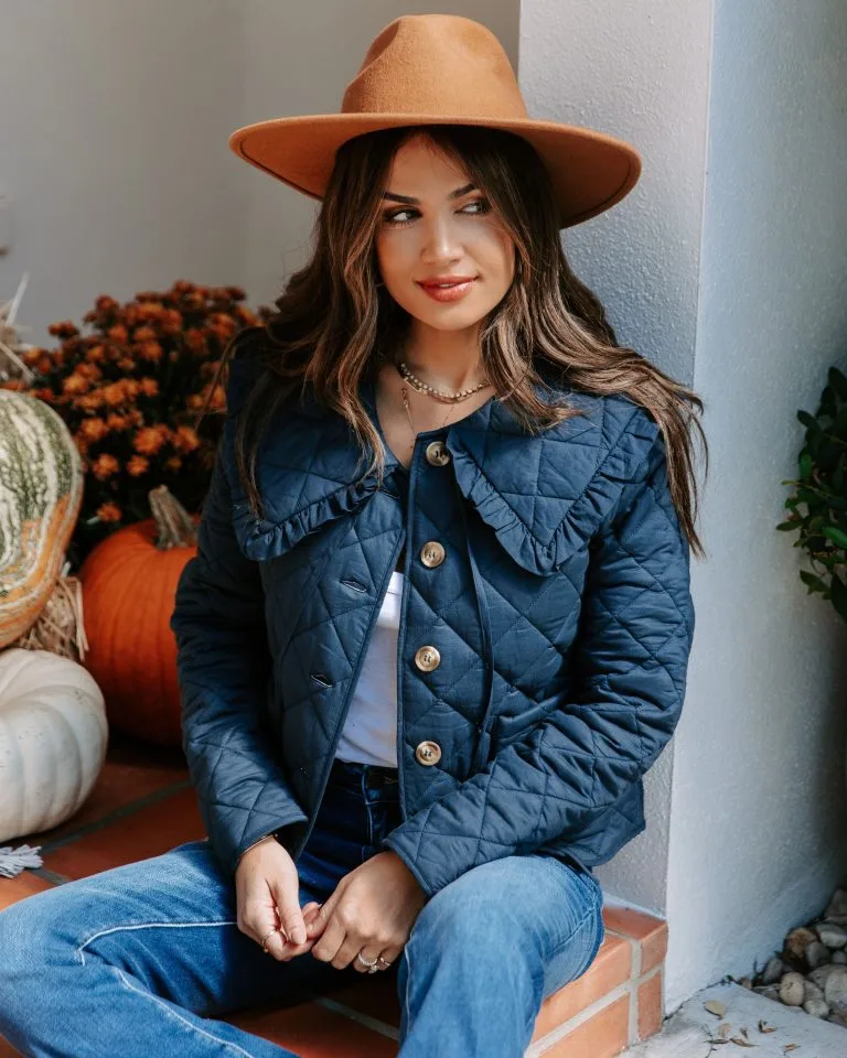 Loretta Cotton Pocketed Quilted Jacket - Navy - LAST CHANCE 2 Loretta Cotton Pocketed Quilted Jacket - Navy - LAST CHANCE - Image 2