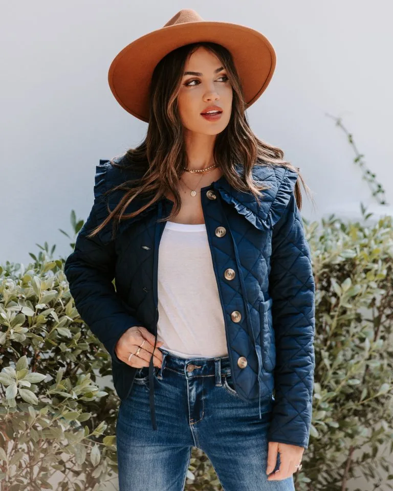 Loretta Cotton Pocketed Quilted Jacket - Navy - LAST CHANCE 4 Loretta Cotton Pocketed Quilted Jacket - Navy - LAST CHANCE - Image 4