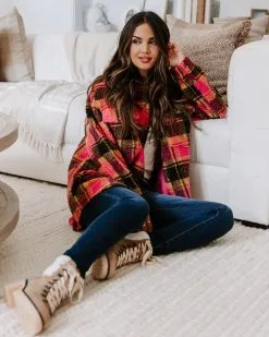 Perfect Day Pocketed Plaid Teddy Jacket - LAST CHANCE
