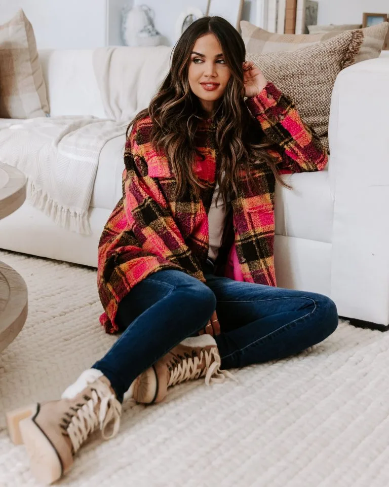 Perfect Day Pocketed Plaid Teddy Jacket - LAST CHANCE 1 Perfect Day Pocketed Plaid Teddy Jacket - LAST CHANCE