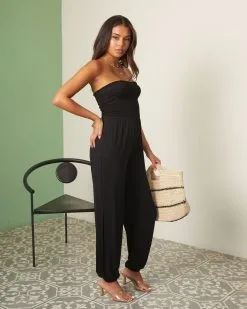 Eliana Smocked Strapless Jumpsuit - Black -clothes Sales ElianaSmockedStraplessJumpsuit Black11