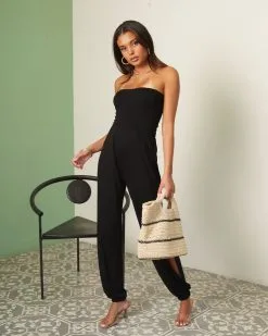 Eliana Smocked Strapless Jumpsuit - Black -clothes Sales Elianasmockedstraplessjumpsuitblack