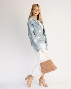 Gracie Embellished Floral Pearl Pocketed Denim Jacket -clothes Sales EmbellishedFloralPearlPocketedDenimJacket 8