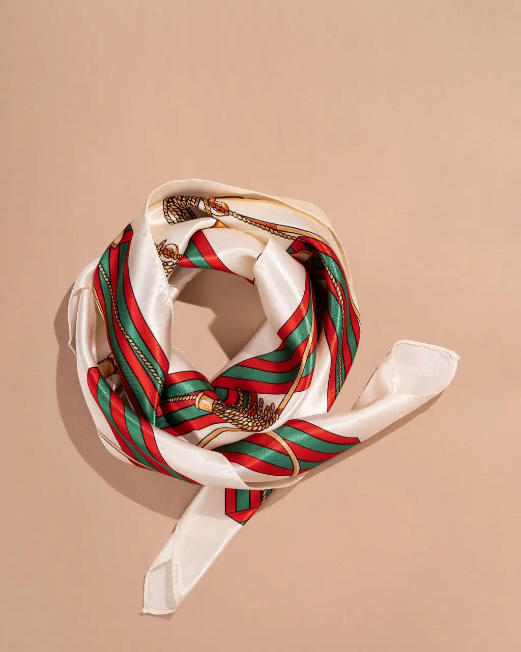 Emiliana Satin Printed Scarf - Ivory - LAST CHANCE 3 Emiliana Satin Printed Scarf - Ivory - LAST CHANCE - Image 3