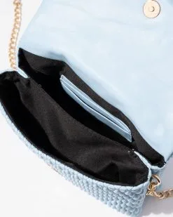 Evelynn Quilted Crossbody Bag - Light Blue -clothes Sales EvelynnQuiltedCrossbodyBag LightBlue Interior