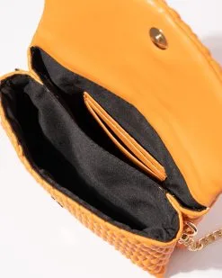 Evelynn Quilted Crossbody Bag - Orange -clothes Sales EvelynnQuiltedCrossbodyBag Orange Interior