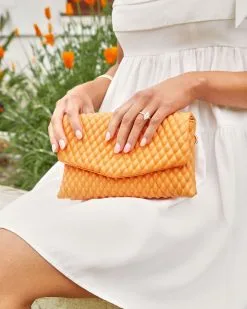 Evelynn Quilted Crossbody Bag - Orange -clothes Sales Evelynnquiltedcrossbodybagorange301