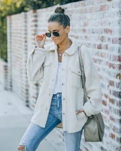 Big Rock Pocketed Sherpa Jacket - Beige - FINAL SALE