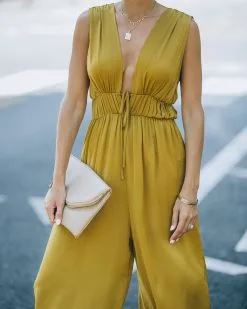 Andrea Satin Wide Leg Jumpsuit - Chartreuse - FINAL SALE -clothes Sales FO6C0537 efd713cd 0871 4c69 bf81 b707446fc173