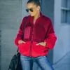 Nava Pocketed Colorblock Zip Up Jacket - Wine - FINAL SALE