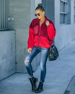 Nava Pocketed Colorblock Zip Up Jacket - Wine - FINAL SALE -clothes Sales FO6C2426 efc44477 4abc 4e00 8706 1cacc0471f59