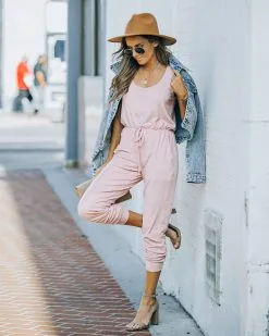 Yanna Pocketed Drawstring Knit Jumpsuit - Blush - FINAL SALE -clothes Sales FO6C2795 a2b33cc9 d3e5 4672 8f59 7f233663c9d2