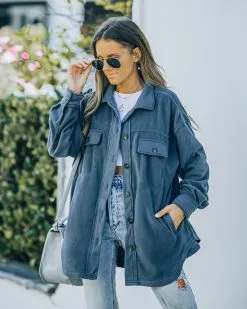 Brock Pocketed Fleece Button Down Shacket - Slate Grey - FINAL SALE -clothes Sales FO6C4046 b5545aa6 0434 496f 9558 ae78fee6f7bd