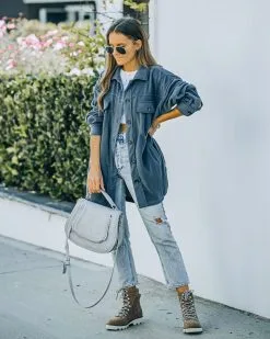 Brock Pocketed Fleece Button Down Shacket - Slate Grey - FINAL SALE -clothes Sales FO6C4130 d771b9dd 5d40 4339 81c2 42018c32ce8d