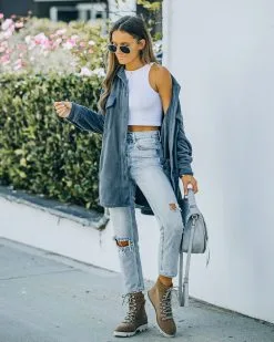 Brock Pocketed Fleece Button Down Shacket - Slate Grey - FINAL SALE -clothes Sales FO6C4141 f40d471f b334 4be3 9961 0f90fce8006e