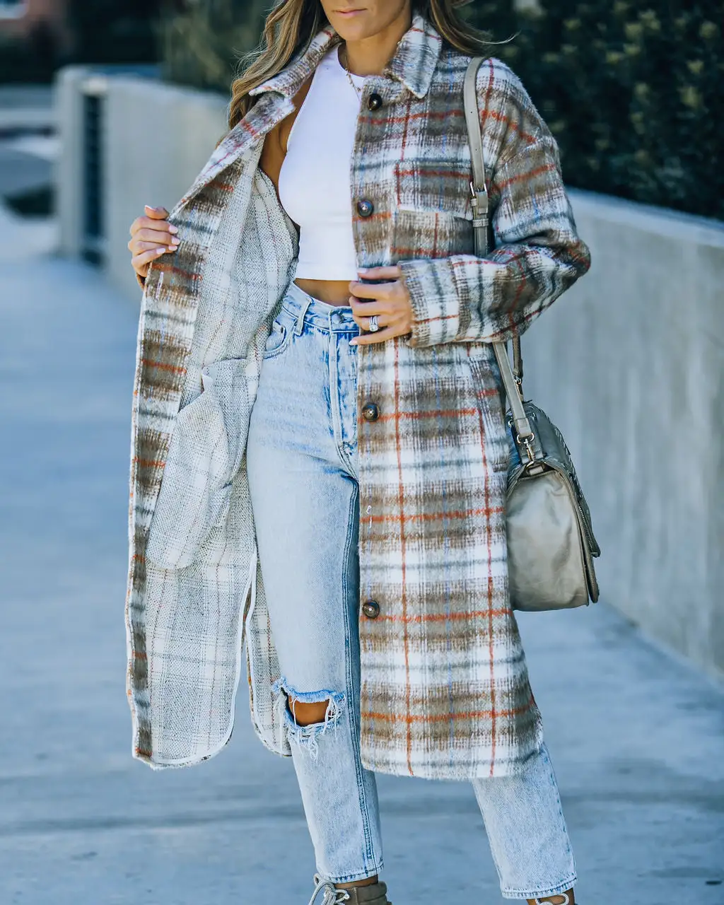Wayland Pocketed Plaid Coat - Taupe - FINAL SALE 5 Wayland Pocketed Plaid Coat - Taupe - FINAL SALE - Image 5