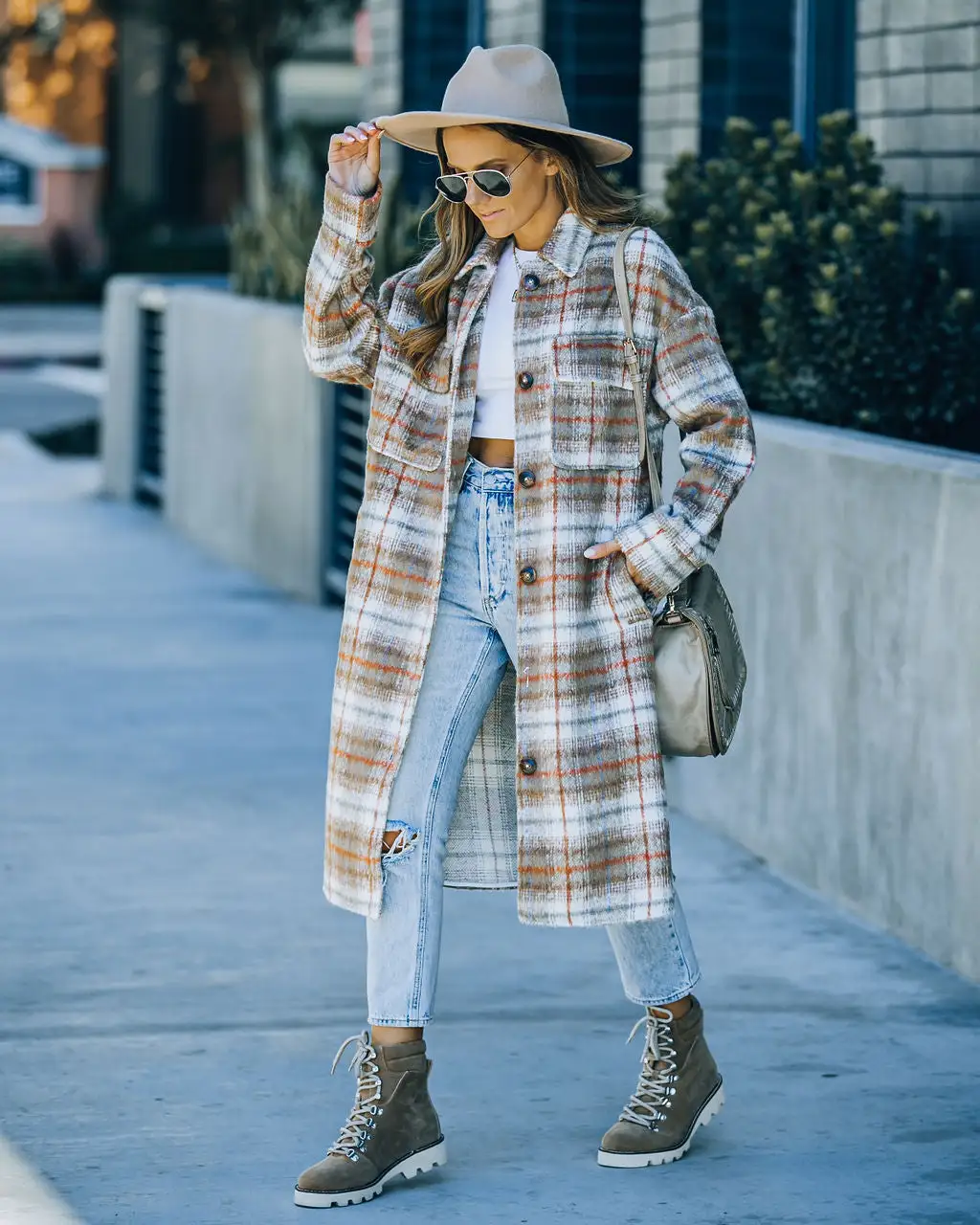 Wayland Pocketed Plaid Coat - Taupe - FINAL SALE 6 Wayland Pocketed Plaid Coat - Taupe - FINAL SALE - Image 6