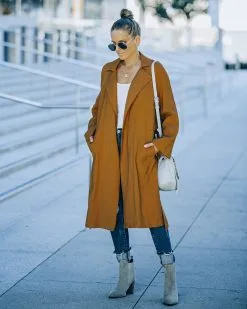 Hamden Pocketed Trench Coat - Camel - FINAL SALE