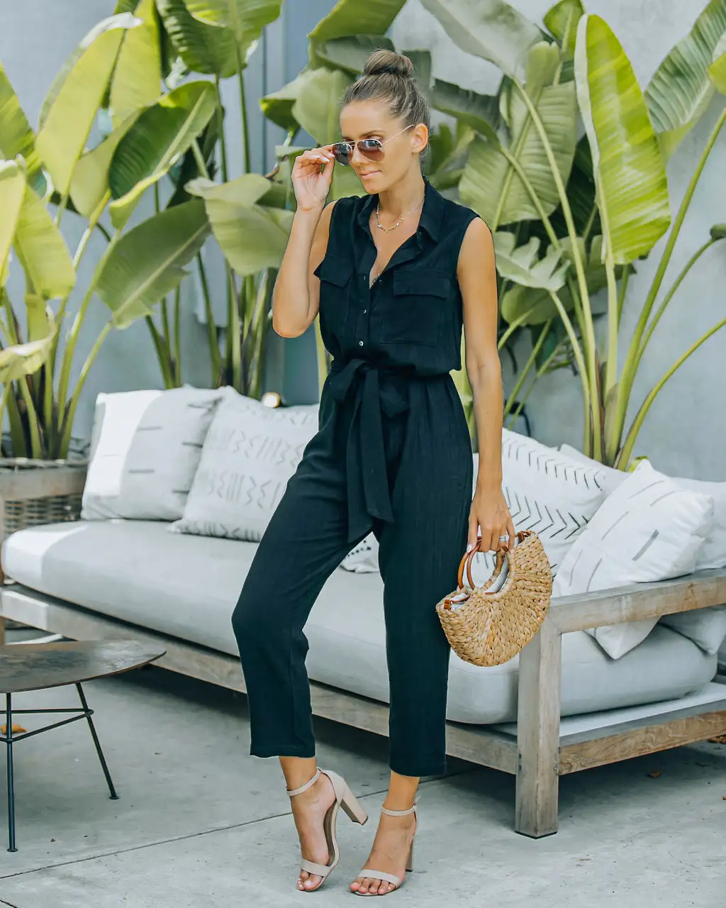 Brixton Linen Blend Button Down Jumpsuit - FINAL SALE 3 Brixton Linen Blend Button Down Jumpsuit - FINAL SALE - Image 3