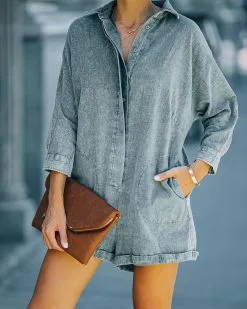 Torrance Cotton Pocketed Romper - Washed Stone - FINAL SALE -clothes Sales FO6C5535 3169727d 814e 40a3 9af9 a60910e1a948
