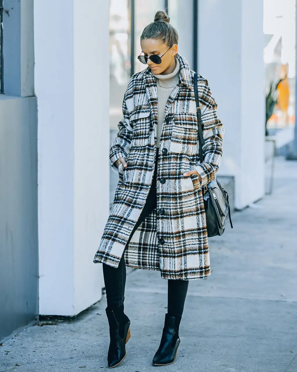 Wayland Pocketed Plaid Coat - Brown - FINAL SALE 8 Wayland Pocketed Plaid Coat - Brown - FINAL SALE - Image 8