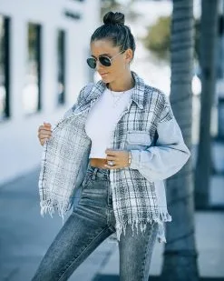 Kaylyn Contrast Plaid Frayed Denim Shacket - FINAL SALE 15 Kaylyn Contrast Plaid Frayed Denim Shacket - FINAL SALE -clothes Sales FO6C5867 81a7adf5 7abb 44e7 8508 eeb988f13b20