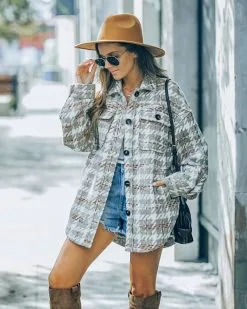 Yanni Pocketed Houndstooth Shacket - Taupe - FINAL SALE -clothes Sales FO6C6893 ed0868ae 794d 4bb5 999a 7477362e1bf4