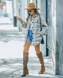 Yanni Pocketed Houndstooth Shacket - Taupe - FINAL SALE -clothes Sales FO6C6934 8319d563 80ea 4de9 99a8 1aae60649ef1