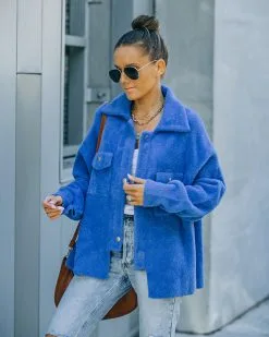 Aiden Fuzzy Knit Shacket - Blue - FINAL SALE 19 Aiden Fuzzy Knit Shacket - Blue - FINAL SALE -clothes Sales FO6C7159