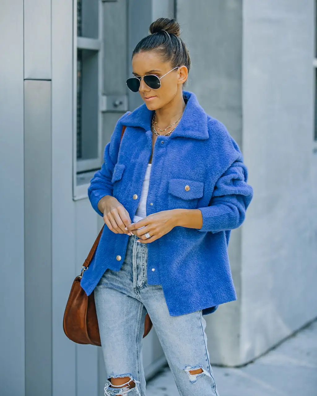 Aiden Fuzzy Knit Shacket - Blue - FINAL SALE 8 Aiden Fuzzy Knit Shacket - Blue - FINAL SALE - Image 8