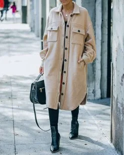 Alayjah Pocketed Longline Fleece Shacket - Biscotti - LAST CHANCE 16 Alayjah Pocketed Longline Fleece Shacket - Biscotti - LAST CHANCE -clothes Sales FO6C7195