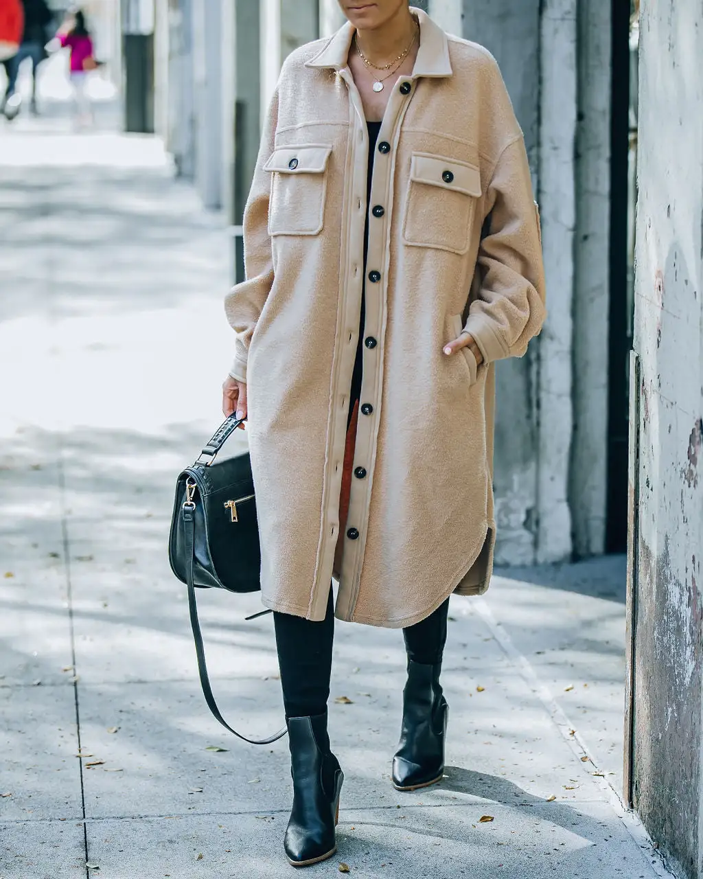 Alayjah Pocketed Longline Fleece Shacket - Biscotti - LAST CHANCE 6 Alayjah Pocketed Longline Fleece Shacket - Biscotti - LAST CHANCE - Image 6