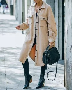 Alayjah Pocketed Longline Fleece Shacket - Biscotti - LAST CHANCE 21 Alayjah Pocketed Longline Fleece Shacket - Biscotti - LAST CHANCE -clothes Sales FO6C7204