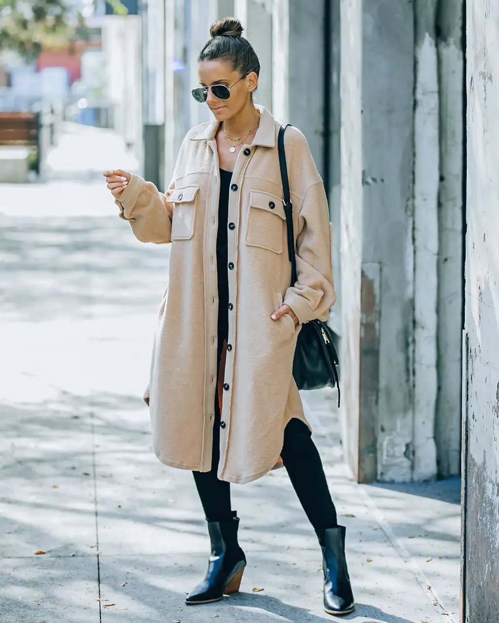 Alayjah Pocketed Longline Fleece Shacket - Biscotti - LAST CHANCE 8 Alayjah Pocketed Longline Fleece Shacket - Biscotti - LAST CHANCE - Image 8