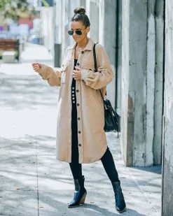 Alayjah Pocketed Longline Fleece Shacket - Biscotti - LAST CHANCE 17 Alayjah Pocketed Longline Fleece Shacket - Biscotti - LAST CHANCE -clothes Sales FO6C7241