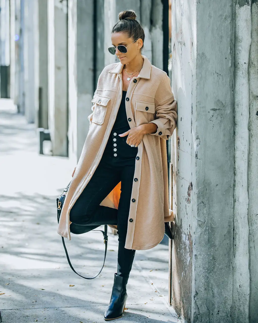 Alayjah Pocketed Longline Fleece Shacket - Biscotti - LAST CHANCE 5 Alayjah Pocketed Longline Fleece Shacket - Biscotti - LAST CHANCE - Image 5