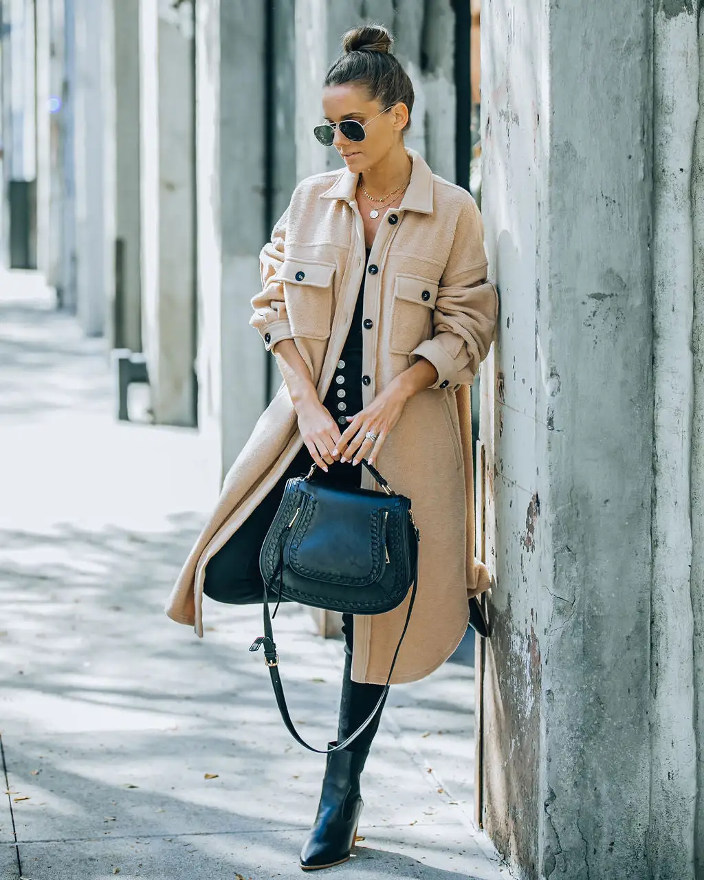 Alayjah Pocketed Longline Fleece Shacket - Biscotti - LAST CHANCE 1 Alayjah Pocketed Longline Fleece Shacket - Biscotti - LAST CHANCE