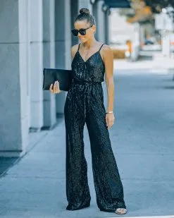 Starry Night Sequin Jumpsuit - Black -clothes Sales FO6C8153