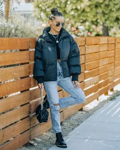 Alina Pocketed Puffer Jacket - Black - FINAL SALE