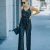 Starry Night Sequin Jumpsuit - Black