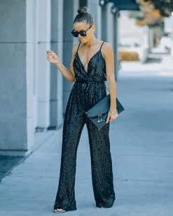 Starry Night Sequin Jumpsuit - Black -clothes Sales FO6C8185