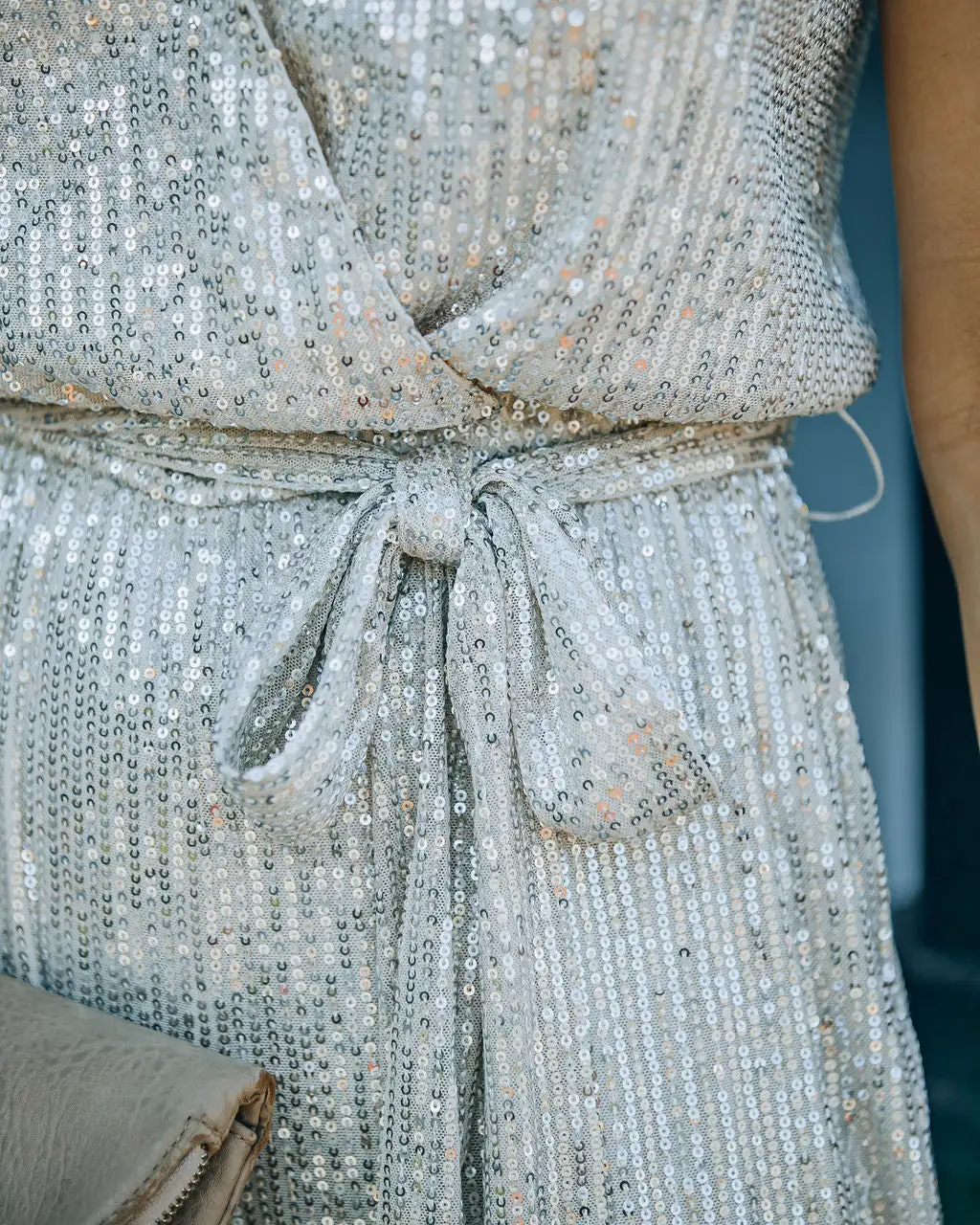 Starry Night Sequin Jumpsuit - Champagne - FINAL SALE 4 Starry Night Sequin Jumpsuit - Champagne - FINAL SALE - Image 4