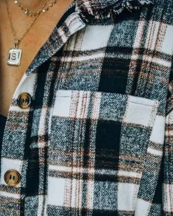 Dayton Frayed Plaid Button Down Shacket - FINAL SALE -clothes Sales FO6C8834