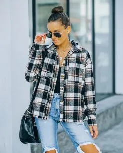 Dayton Frayed Plaid Button Down Shacket - FINAL SALE -clothes Sales FO6C8846