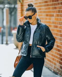 Giada Pocketed Python Puffer Jacket - Black - FINAL SALE