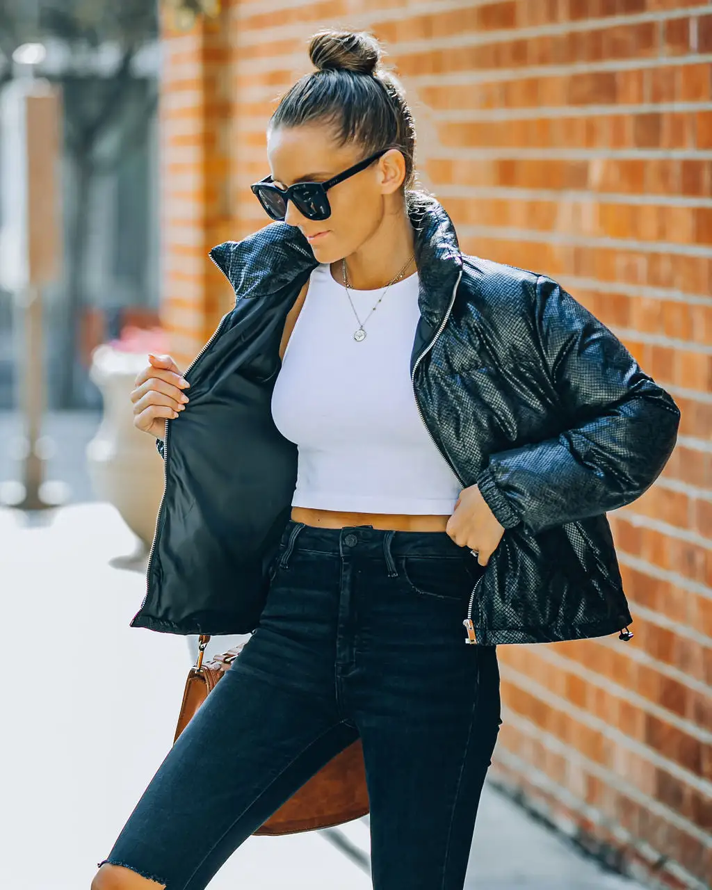 Giada Pocketed Python Puffer Jacket - Black - FINAL SALE 7 Giada Pocketed Python Puffer Jacket - Black - FINAL SALE - Image 7