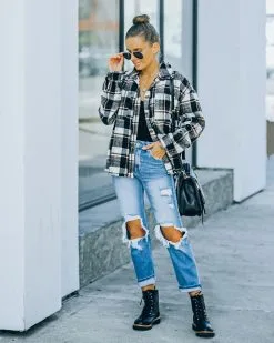Dayton Frayed Plaid Button Down Shacket - FINAL SALE