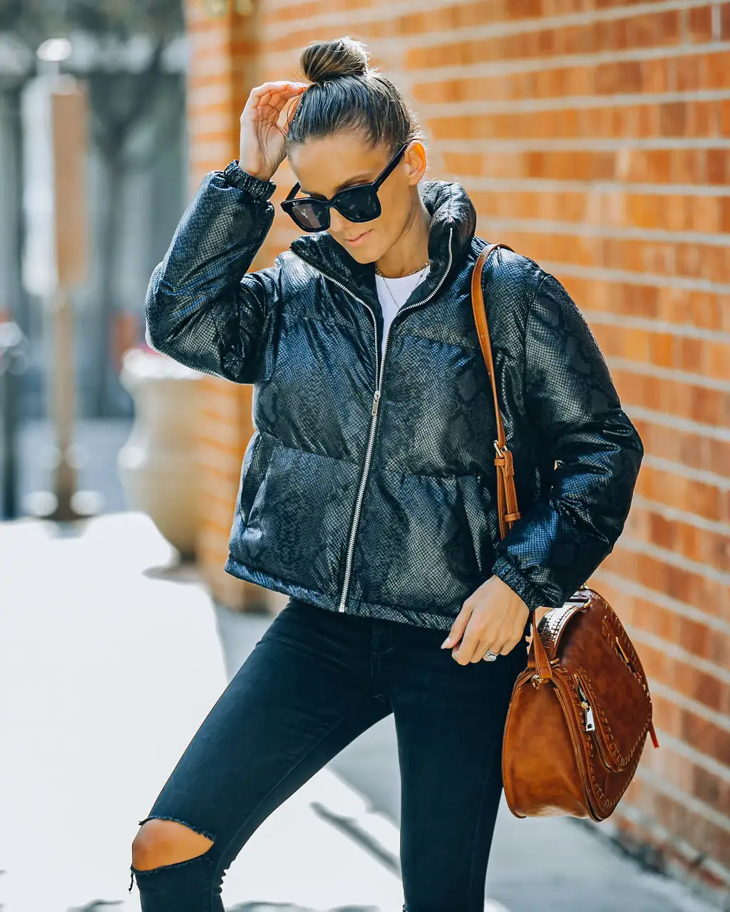 Giada Pocketed Python Puffer Jacket - Black - FINAL SALE 10 Giada Pocketed Python Puffer Jacket - Black - FINAL SALE - Image 10