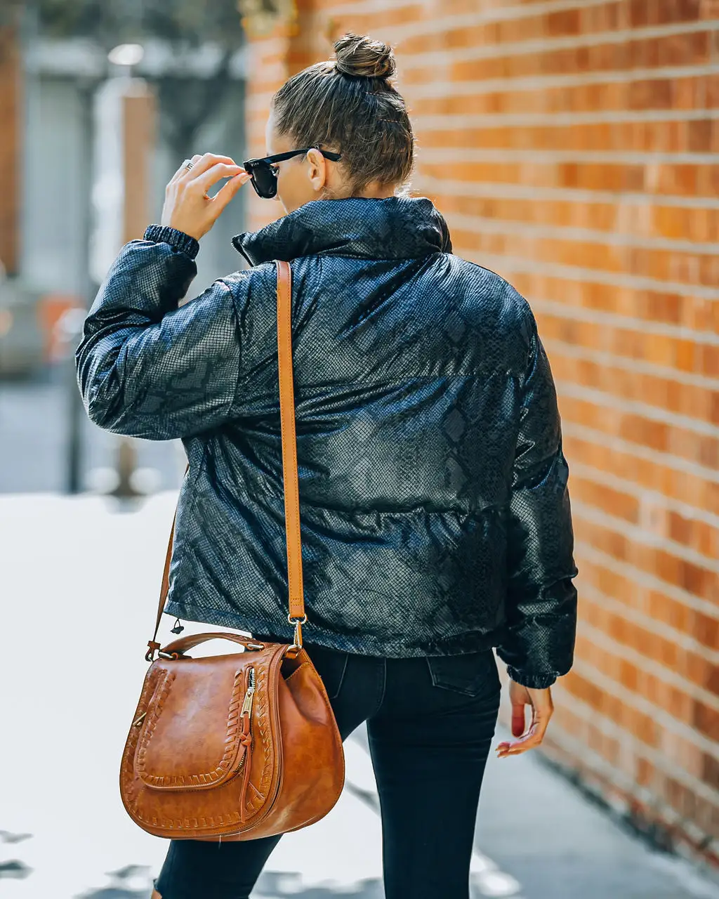 Giada Pocketed Python Puffer Jacket - Black - FINAL SALE 2 Giada Pocketed Python Puffer Jacket - Black - FINAL SALE - Image 2