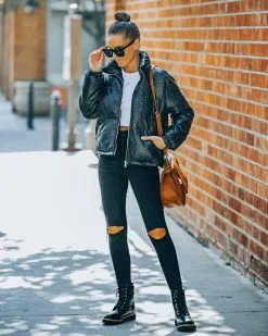 Giada Pocketed Python Puffer Jacket - Black - FINAL SALE 21 Giada Pocketed Python Puffer Jacket - Black - FINAL SALE -clothes Sales FO6C8959